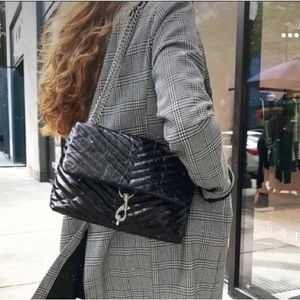 Rebecca Minkoff Edie Flap Shoulder Bag (Textured Black with Silver metal)